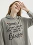Casual Letter Autumn Polyester No Elasticity Daily Long sleeve Loose Hooded Sweatshirts for Women