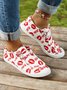 (small-size) Valentine's Day Graphic-Print Denim Lace-Up Canvas Flats