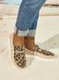 (small-size) Leopard print stitching canvas shoes women's flat shoes slip on