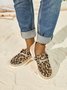 (small-size) Leopard print stitching canvas shoes women's flat shoes slip on