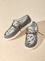 (small-size) women's slip-on flat canvas shoes with leopard print stitching