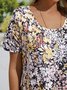 Crew Neck Floral Vacation Dress