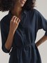 Aria 100% Linen Casual Collar Shirt Dress with Belt