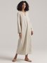 Serene Linen Cotton V Neck Maxi Dress
