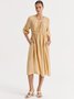 Celeste 100% Linen V-Neck Midi Skirt with A-line Dress 