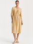 Celeste 100% Linen V-Neck Midi Skirt with A-line Dress 