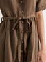Elowen Linen-Cotton Plain Dress With Belt