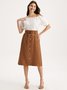 Yara 100% Linen Button-front Midi Skirt