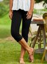 Women Casual Plain Autumn Natural High Elasticity Ankle Pants H-Line Regular Lace Edge Leggings