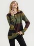 Geometric Casual Autumn Crew Neck Mid-weight Daily Long sleeve Cotton-Blend Regular Sweatshirts for Women