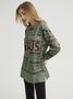 Casual Letter Spring Crew Neck Lightweight Micro-Elasticity Pocket H-Line Regular Size Sweatshirts for Women