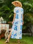 Casual Printed Short Sleeve Cotton-Blend Knitting Maxi Dress