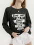 Casual Letter Winter Polyester Mid-weight Micro-Elasticity Long sleeve Crew Neck Regular Sweatshirts for Women