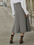 Gray Vintage Casual Buttoned A-Line Skirt
