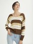 V Neck Color-Block Long Sleeve Sweater