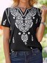 Floral Summer Casual Micro-Elasticity Daily Non-Convertible Straps Pullover Standard Short sleeve T-shirt for Women