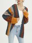 Multicolor Color-Block Patchwork Long Sleeve Knitted Cardigan