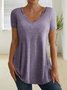 Women Plain Summer Simple Micro-Elasticity Standard Short sleeve Regular H-Line Regular T-shirt