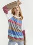 Casual Autumn Color Block Daily Long sleeve Loose Hooded Cotton-Blend Basic Plain Sweatshirts for Women