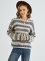 Long Sleeve Cotton-Blend Crew Neck Sweater