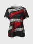 Women Geometric Summer Casual Micro-Elasticity Daily Jersey Loose Regular Independence Day Tops