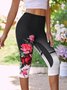 Women Casual Floral Summer High Waist High Elasticity Jersey Capris Legging Regular Leggings