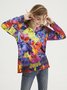 Casual Animal Spring V neck Mid-weight Micro-Elasticity Long sleeve Cotton-Blend Regular Sweatshirts for Women