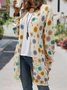 Floral Autumn Casual Natural Heavyweight Micro-Elasticity Fit Crew Neck Cotton-Blend Sweater coat for Women