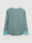 Buttoned Cotton-Blend Round Neck Casual T-shirt