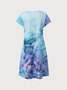 Asymmetrical Neck Sea Short Sleeve Knit Dress