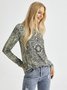 Plus Size Crew Neck Casual Long Sleeve Printed Tops