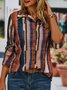 Abstract Striped Long Sleeve Buttoned Casual Shirt