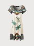 Vintage Casual Tribal Printed V Neck Mini Dresses