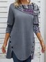 Striped Vintage Winter Daily Jersey Plus Size Long sleeve Loose Regular Tops for Women