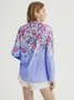 Floral Autumn Casual No Elasticity Daily Polyester fibre Standard Buttons Regular Blouse for Women