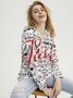 Casual Letter Autumn Polyester Mid-weight Daily Loose Regular H-Line Sweatshirts for Women