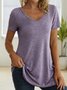 Women Plain Summer Simple Micro-Elasticity Standard Short sleeve Regular H-Line Regular T-shirt