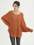 Long Sleeve Round Neck Cotton-Blend Tops