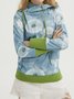 Casual Autumn Dandelion Mid-weight Holiday Long sleeve Loose Hooded Cotton-Blend Sweatshirts for Women