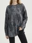 Women Casual Autumn Star Crew Neck Micro-Elasticity Long sleeve Loose Cotton-Blend Regular Sweatshirts