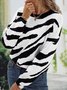 Women Statement Winter Zebra Woven Sports Statement Long sleeve Loose Regular Sweater