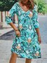 Abstract Printed Casual Three Quarter Sleeve Dresses