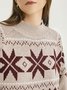 Khaki Round Neck Long Sleeve Christmas Sweater