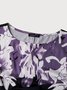 Floral Autumn Urban Micro-Elasticity Long Open Front Loose Crew Neck A-Line Two Piece Sets for Women