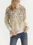 Women Vacation Spring Printed Lightweight Daily Long sleeve Loose Crew Neck Cotton-Blend Sweatshirts