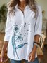Casual Dandelion Long Sleeve Shirt Collar Plus Size Printed Tops