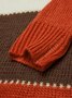 Red Hoodie Long Sleeve Color-Block Sweater