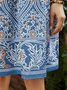 Tribal V Neck Short Sleeve Knit Midi Dress
