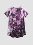 Loose casual holiday purple crystal good luck printed top T-shirt Plus Size