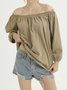 Casual Off Shoulder Long Sleeve Solid Tops